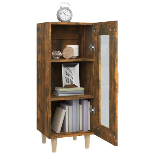 Skænk 34,5×34×90 cm i røget egetræsfarve med glaslåge
