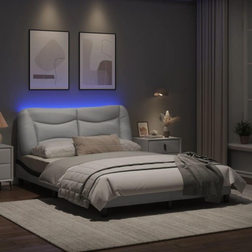 Sengeramme med LED Hvar 120 x 200 cm - hvid og sort