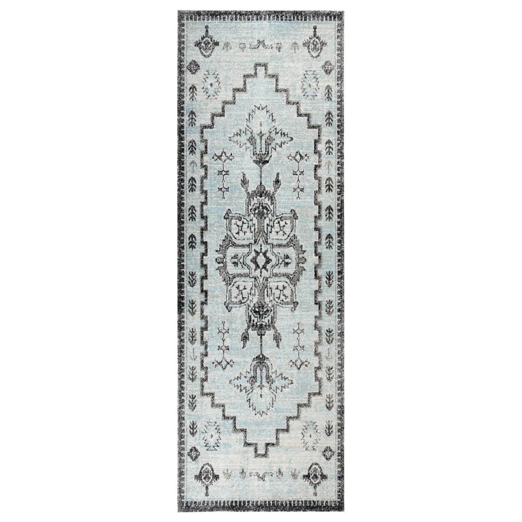 Fladvævet udendørstæppe 80x250 cm grå og grøn