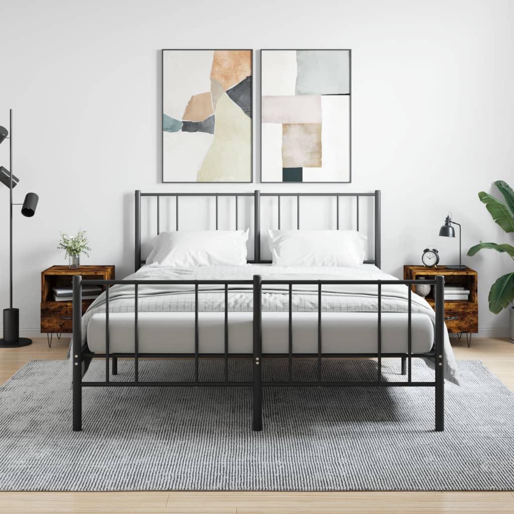 Sengeborde 2 stk. 40x35x47,5 cm konstrueret træ røget egetræ billede