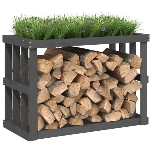 Udendørs brændestativ 108x52x74 cm massivt fyrretræ grå