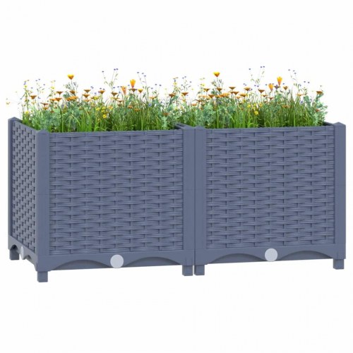 Højbed 80×40×38 cm i polypropylen - blågrå plantekasse