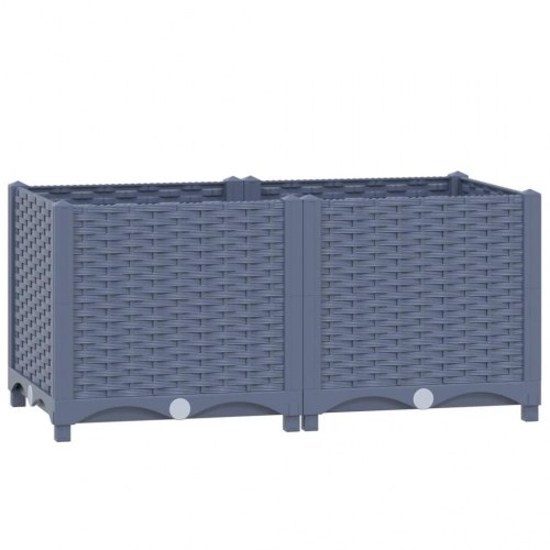 Højbed 80×40×38 cm i polypropylen - blågrå plantekasse