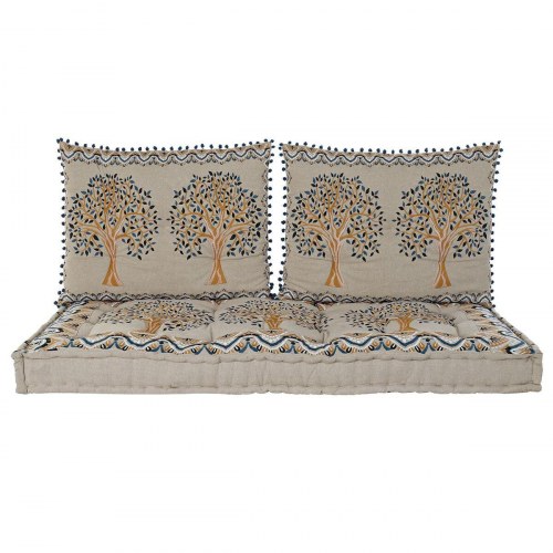 Lænestol med puder - Gul/Blå/Beige, 145 × 76 × 1 cm