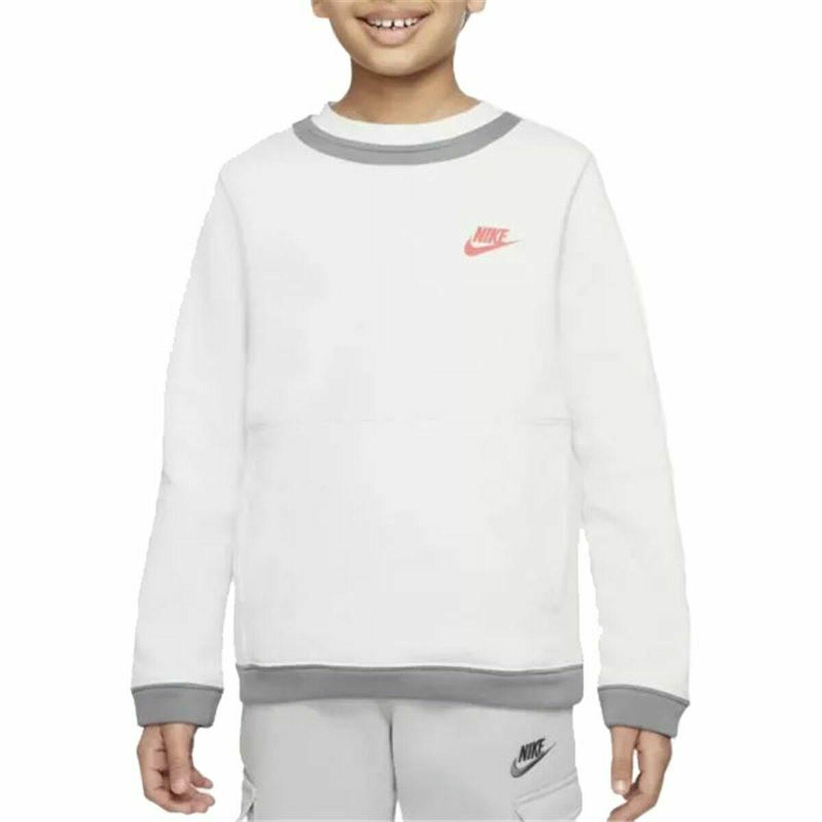 Sweaters uden Hætte til Børn Nike Amplify Hvid - 7-8 år