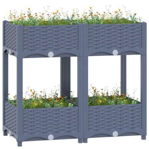 Højbed 80×40×71 cm - plantekasse i polypropylen, blågrå