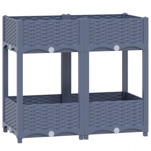 Højbed 80×40×71 cm - plantekasse i polypropylen, blågrå