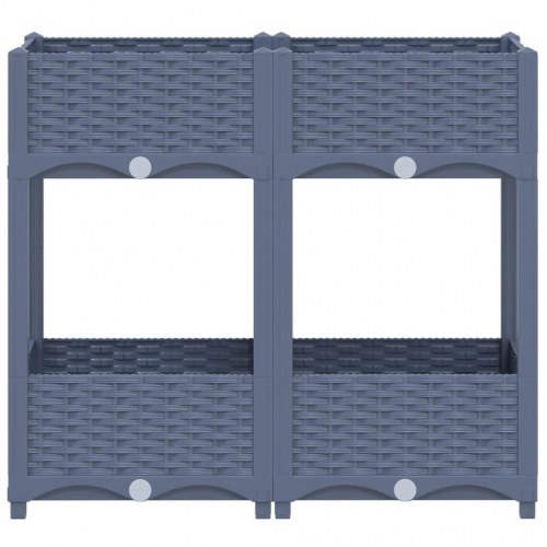 Højbed 80×40×71 cm - plantekasse i polypropylen, blågrå