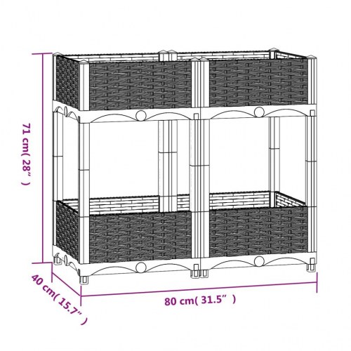 Højbed 80×40×71 cm - plantekasse i polypropylen, blågrå