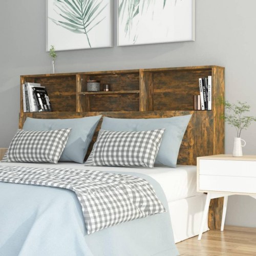 Sengegavl med opbevaring 160 x 19 x 103,5 cm - røget egetræsfarve