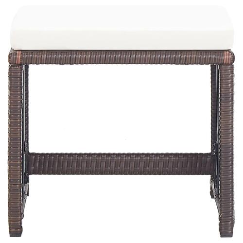 Havetaburetter 4 stk. med hynder polyrattan brun