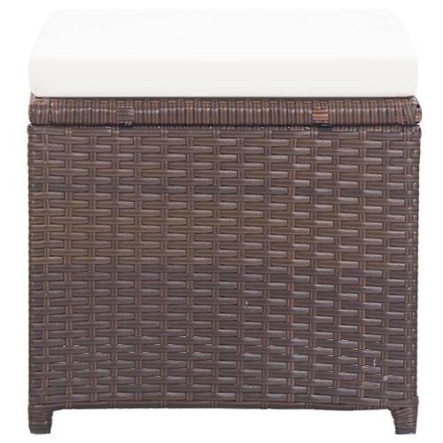 Havetaburetter 4 stk. med hynder polyrattan brun