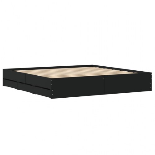 Sengeramme med skuffer 160×200 cm - konstrueret træ, sort
