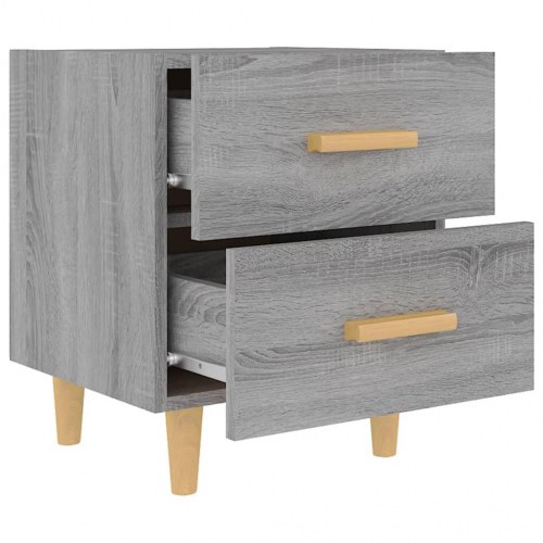 Sengeborde i grå sonoma-eg - 2 stk., 40×35×47,5 cm med 2 skuffer