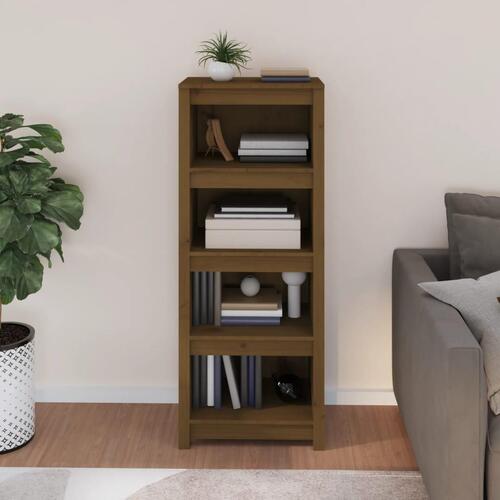 Bogreol 50x35x125,5 cm massivt fyrretræ gyldenbrun