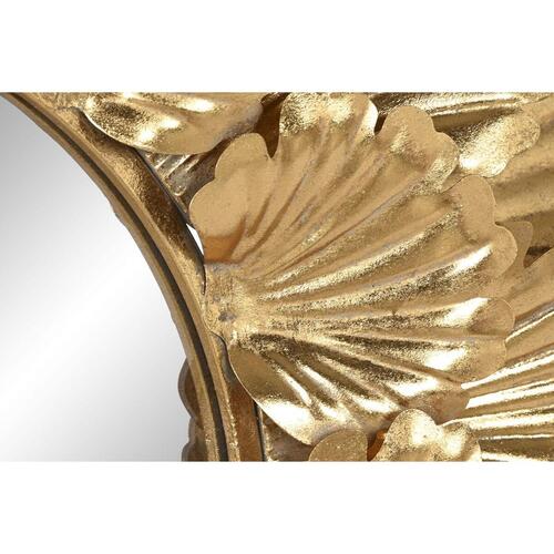 Vægspejl Home ESPRIT Gylden Metal Blad af en plante 76,5 x 8 x 76,5 cm