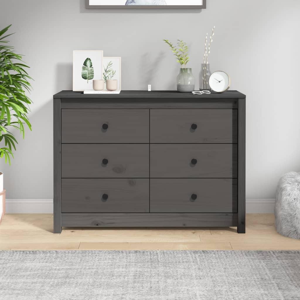 Kommode 100x40x72 Cm Massivt Fyrretræ Grå