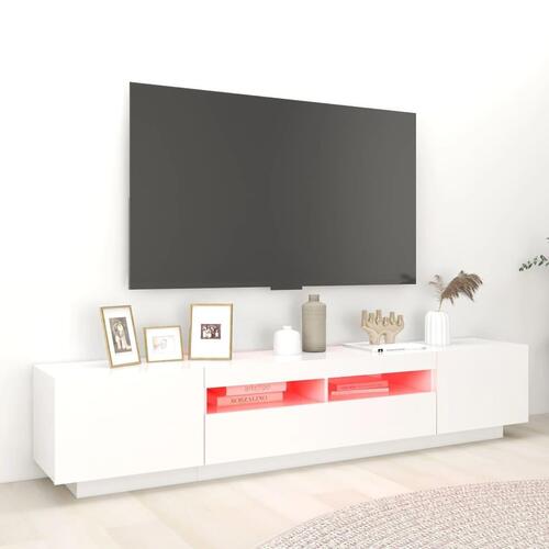 Tv-skab med LED-lys 200x35x40 cm hvid