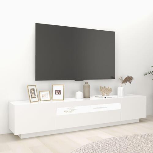 Tv-skab med LED-lys 200x35x40 cm hvid
