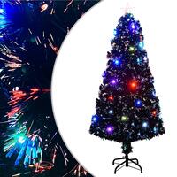 Kunstigt juletræ med fod og LED-lys 150 cm fiberoptisk