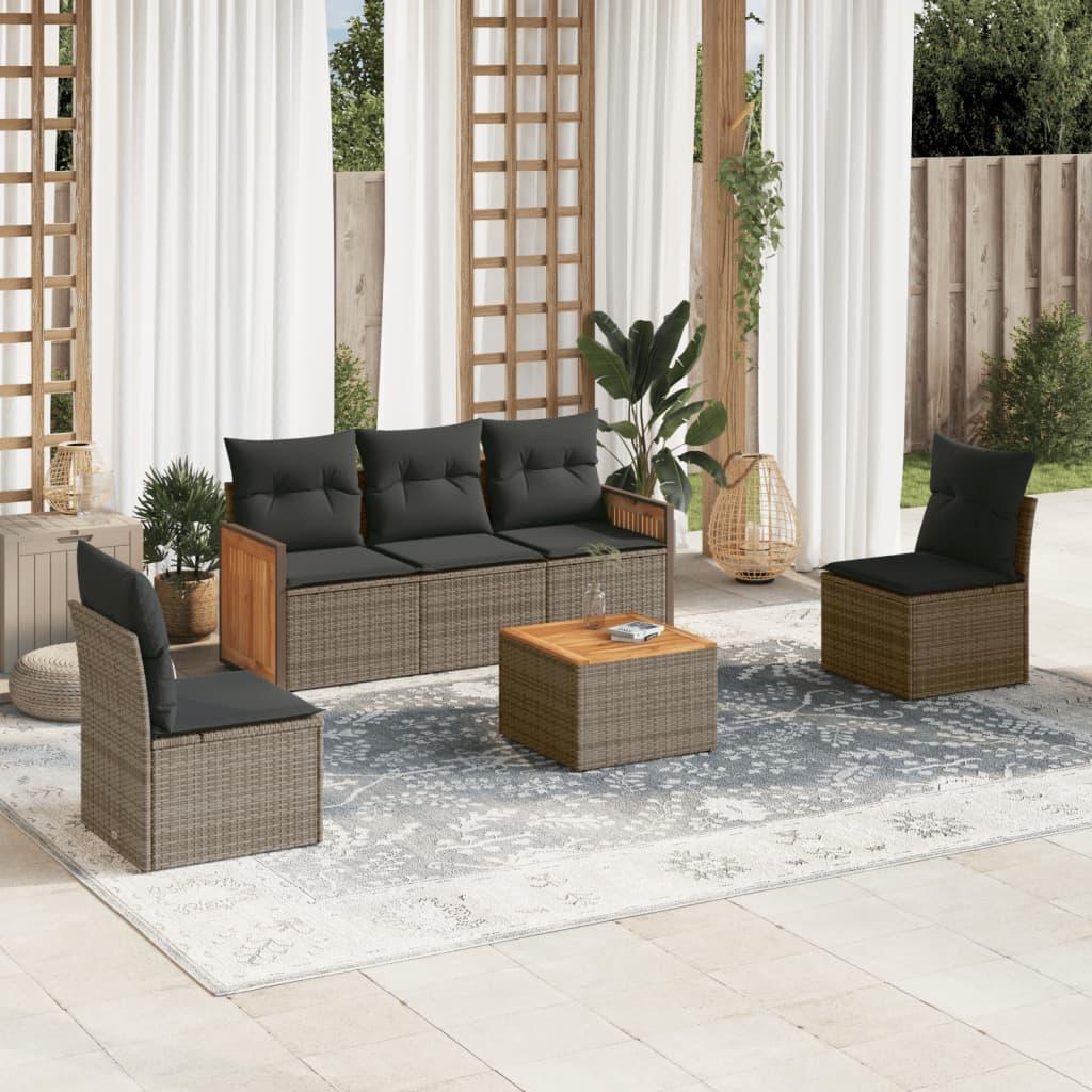 Sofasæt Til Haven 5 Dele Med Hynder Polyrattan - Grå / Med bord