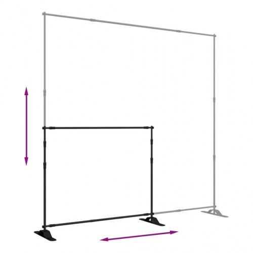 Justerbart stativ til fotobaggrund 254×243 cm - stål, sort