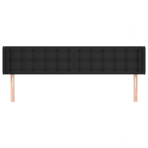 Sengegavl med kanter 183 x 16 x 78/88 cm kunstlæder - sort