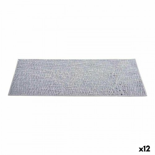 Kinvara dækkeserviet - sølv, 70 % PVC/30 % polyester, 45 × 30 cm (12 stk.)