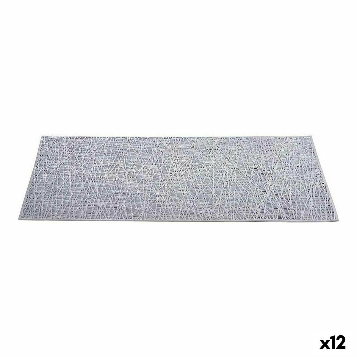 Kinvara dækkeserviet - sølv, 70 % PVC/30 % polyester, 45 × 30 cm (12 stk.)