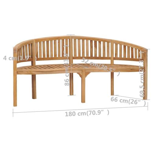 Bananbænk 180 cm massivt teaktræ