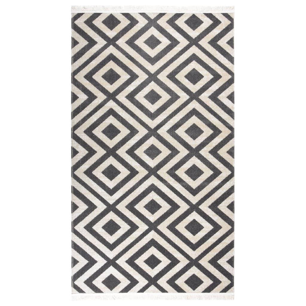 Fladvævet udendørstæppe 115x170 cm grå og lys beige