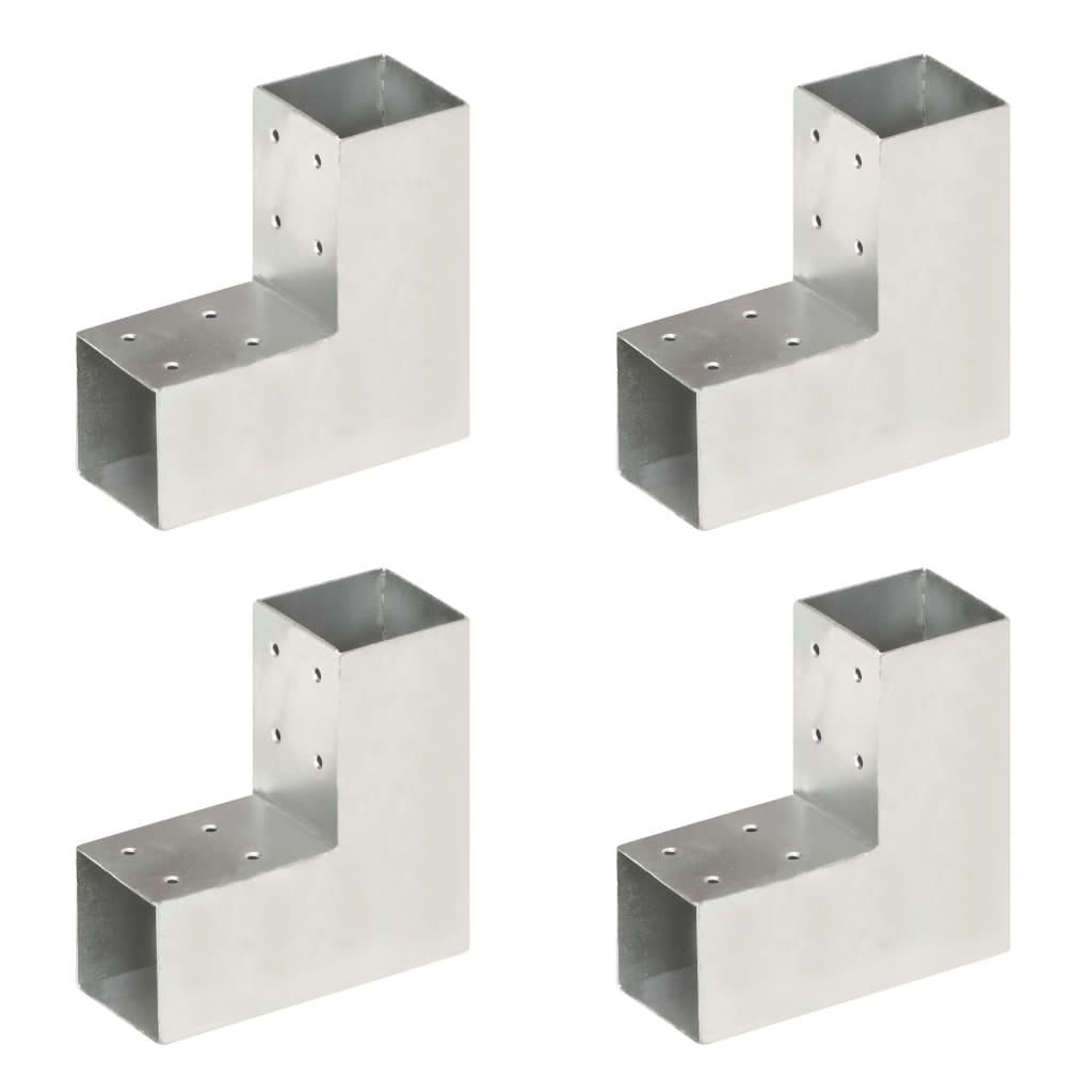 Stolpebeslag L-form 4 stk. 71x71 mm galvaniseret metal
