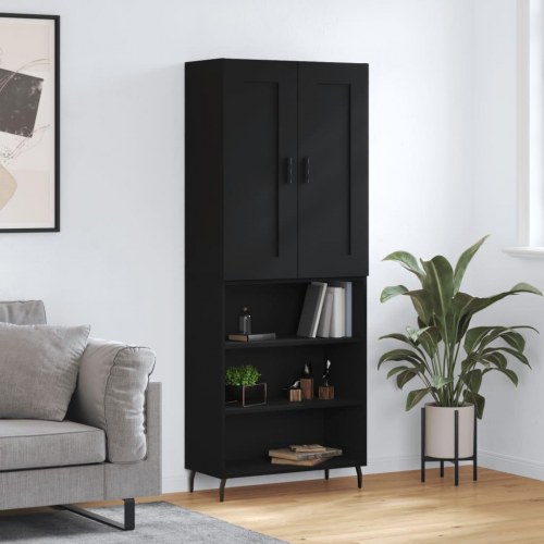 Højskab 69,5x34x180 cm konstrueret træ sort