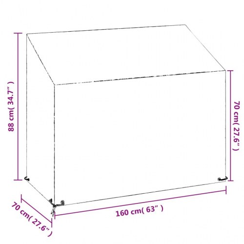 Overtræk til havebænk 160 x 70 x 70/88 cm - sort