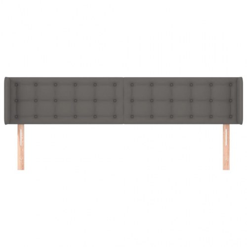 Sengegavl med kanter i kunstlæder 183 x 16 x 78/88 cm - grå