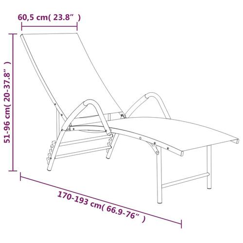 Liggestol textilene og aluminium sort