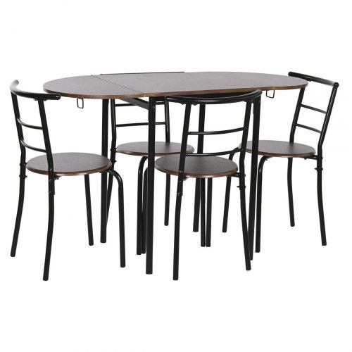 Spisebordsæt med 4 stole - brun/sort, 121 x 55 x 78 cm