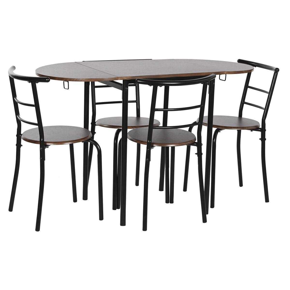 Spisebordsæt med 4 stole - brun/sort, 121 x 55 x 78 cm