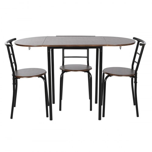 Spisebordsæt med 4 stole - brun/sort, 121 x 55 x 78 cm