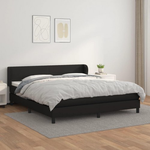 Kontinentalseng med madras 180×200 cm - kunstlæder, sort