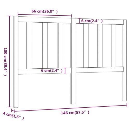 Sengegærde 146x4x100 cm massivt fyrretræ