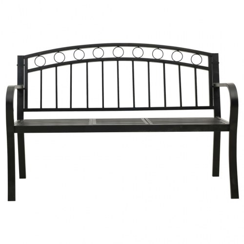 Havebænk med bord 120 cm stål sort
