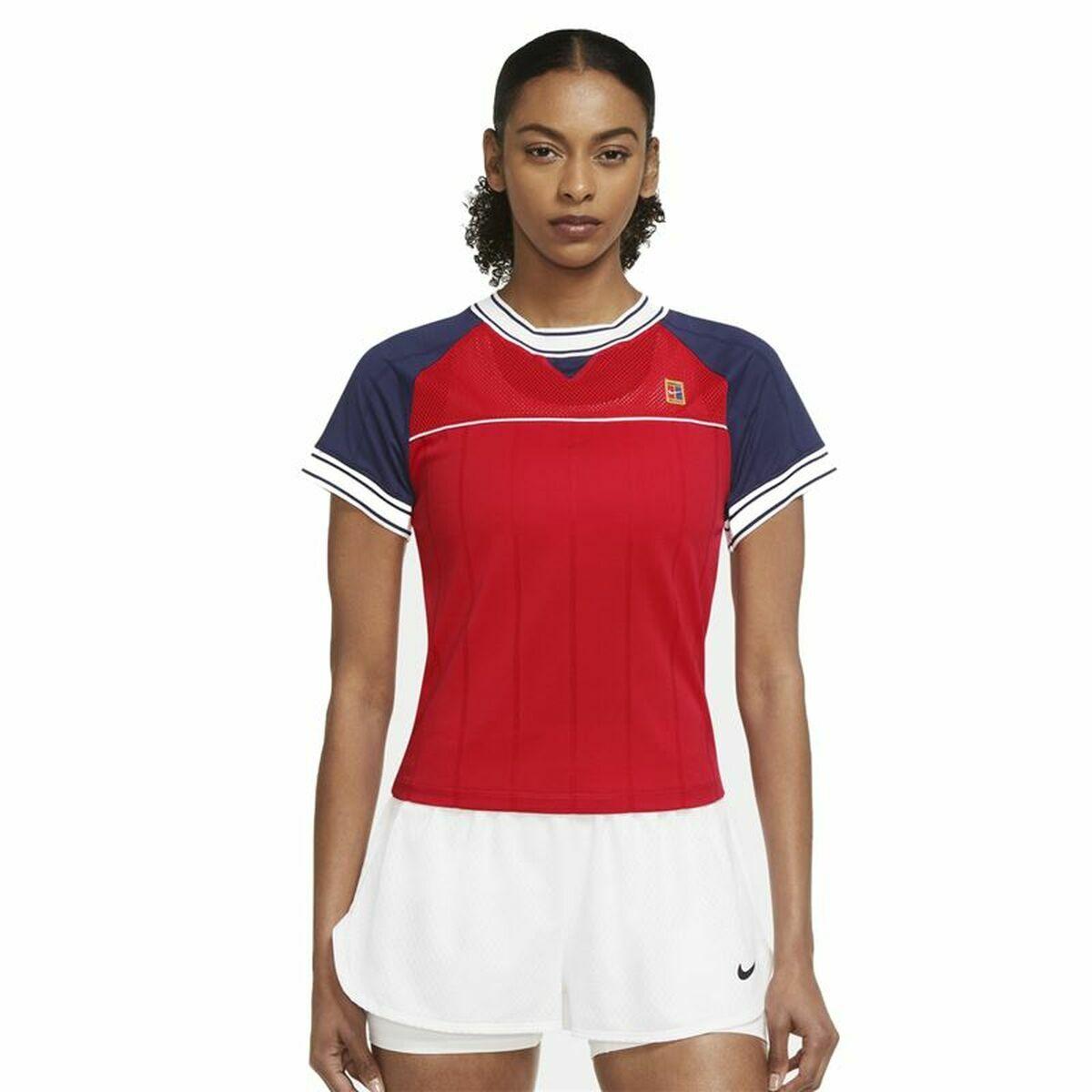 Kortærmet T-shirt til Kvinder Nike Tovtrækning Blå Rød M