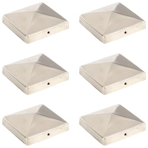 Pyramideformede stolpehætter 6 stk. 101x101 mm rustfrit stål