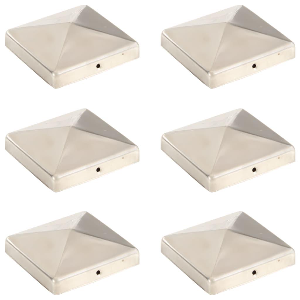 Pyramideformede stolpehætter 6 stk. 101x101 mm rustfrit stål