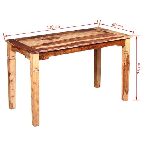 Spisebord i massivt sheeshamtræ 120 x 60 x 76 cm
