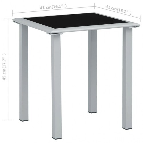Havebord 41×41×45 cm i stål og glas - sort/sølv
