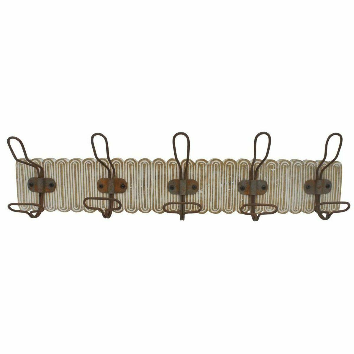 Knagerække til væggen Kolonistil Jern Mangotræ 61 x 10 x 21 cm Afklædt