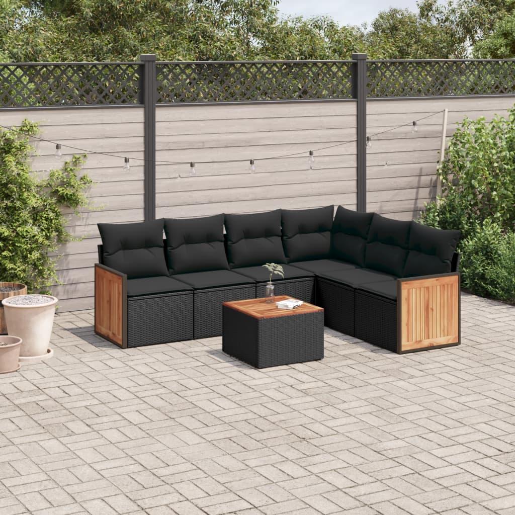 Sofasæt Til Haven 6 Dele Med Hynder Polyrattan - Sort / Med bord