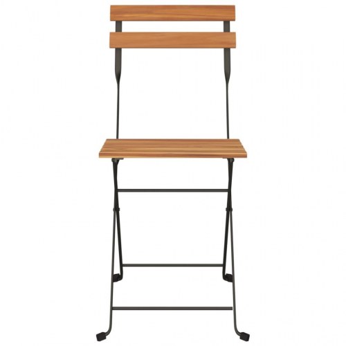 Foldbare bistrostole 2 stk. massivt teaktræ og stål